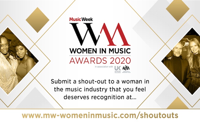 Shout-outs for Music Week Women In Music 2020 are now open!