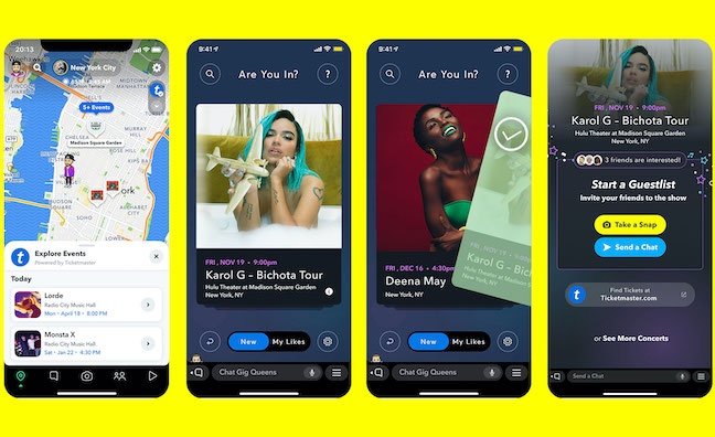 Snapchat teams with Ticketmaster on live music discovery