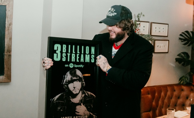 Spotify honours James Arthur for Say You Won't Let Go's three billion streams